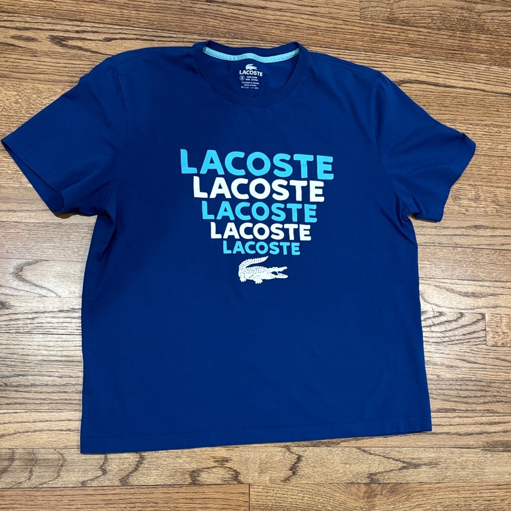 Lacoste Men's Blue Logo Crewneck T‑Shirt